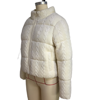 Parka matelassée en tricot torsadé pour femme, en fil extensible BPT de qualité supérieure, style anglais, coupe-vent, col montant, chaud pour l'hiver, OEM ODM