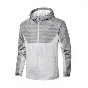 Veste de pluie pour homme en toile imperméable et coupe-vent à col montant, taille plus - Product Image 1
