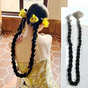 Peluca de Cola de Caballo Trenzada de Fibra Kanekalon, Sin Pegamento, Resistente a Altas Temperaturas, Estilo Chino Moderno, Extensión de Cabello Trenzado - Product Image 4