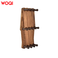 Porte-manteau mural extensible en bois brun WOQI, style accordéon, réglable, pour vêtements et chapeaux, idéal pour le salon, sacs et foulards écologiques