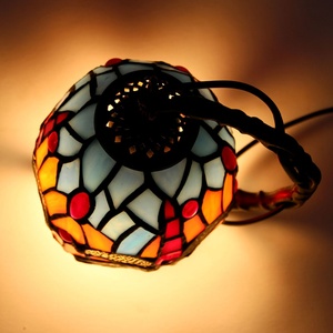 LongHuiJing <b>Antique</b> Tiffany Style <b>Table</b> Lamp Art <b>Bedside</b> Light Handcrafted Desk Lamps Stained Glass Dragonfly Lampshade Lights - Product Image 4