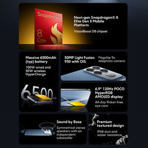 Teléfono Inteligente POCO F8 Ultra 5G con Snapdragon ®   8 Elite Gen 5, Pantalla AMOLED de 6.9 Pulgadas con Protección Ocular, 6500 mAh, Carga Rápida de 100 W, NFC - Product Image 3