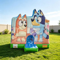 Château gonflable bleu pour enfants avec toboggan, parc de trampoline extérieur pour enfants, château gonflable avec jeu d'obstacles, combo de château gonflable