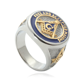yunnique Freemason <b>Ring</b> Men's Stainless Steel Geometric Design Gift Jewelry Interlocking Color 27072 - Product Image 1