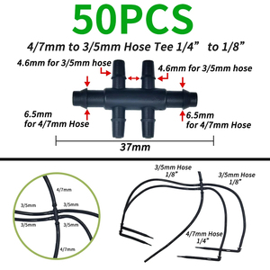 50 Uds conector en T de 3 vías con púas de plástico 35mm tubería de riego acoplamientos de manguera suave Micro riego por goteo herramientas de jardín