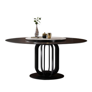 Table tournante ronde moderne à <span class=keywords><strong>double</strong></span> couche avec plateau en pierre frittée Meubles OEM ODM en acier au carbone fabriqués à Foshan - Product Image 2