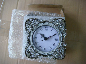 Antique Brass trắng đính cườm vuông kim loại kẽm hợp kim khung bàn đồng hồ - Product Image 5