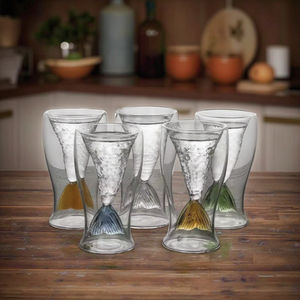 Gelas ganda koktail anggur wiski minuman dingin kreatif putri duyung gelas minum kaca untuk Bar restoran klub perlengkapan minum - Product Image 3