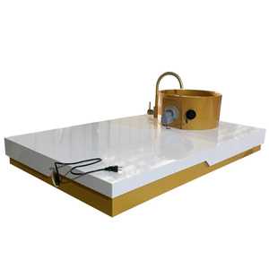 Lujoso Lavabo para <span class=keywords><strong>Manos</strong></span> de Salón de Belleza con Grifo Dorado, Tazón de Porcelana Blanca para Salón en Oferta, Accesorios para Pedicura <span class=keywords><strong>y</strong></span> Masaje de <span class=keywords><strong>Pies</strong></span> - Product Image 3