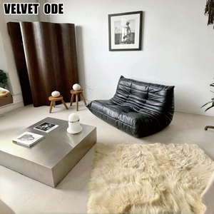 Nuevo Sillón <span class=keywords><strong>Togo</strong></span> de Cuero Genuino con Esponja Comprimida, Cómodo y que Ahorra Espacio, Sofá Individual para Rincón de Ventana y Estudio - Product Image 3
