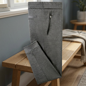 Men's Gray Elastic Mid Waist Lightweight Casual Pants Zipper Fly Side Pockets Breathable Knitted Organic Cotton <b>Trousers</b> <b>Summer</b> - Product Image 2
