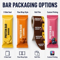 Sachet en Mylar imprimé personnalisé pour barre chocolatée, scellé sur 3 côtés, emballage plastique plat pour barre protéinée
