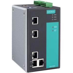 Commutateur géré Moxa EDS-505A-T, 5 ports, montage sur rail DIN industriel, commutateur Ethernet 24V IEEE 802.3 pour usage professionnel - Product Image 1