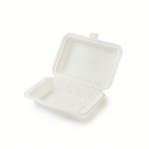 Boîte d'emballage jetable personnalisée biodégradable en amidon de maïs, micro-ondable, blanche, pour plats à emporter - Product Image 2