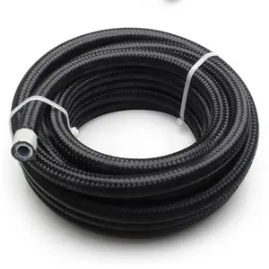 Manguera de línea de combustible trenzada de nailon inoxidable, 3an, 4an, 6an, 8an, 10an, 12an, 16an, an, ptfe, color negro, e85, an8, ptfe