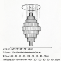 Lustre moderne en cristal en spirale pour plafond haut, escalier, suspension LED de luxe en forme d'anneau, hauteur réglable, chrome, pour maison et bureau