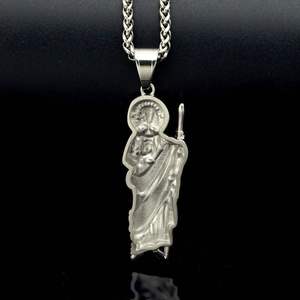 Pendentif en acier inoxydable 316 tendance, géométrique, hip-hop, vintage, saint Jude, religieux, <span class=keywords><strong>catholique</strong></span>, imperméable, sans ternissement - Product Image 2