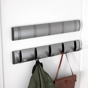 <b>Wall</b> Mounted Aluminum Coat <b>Hooks</b> Rectangle Foldable Bathroom Entryway Clothing Organizer 5A39 - Product Image 2