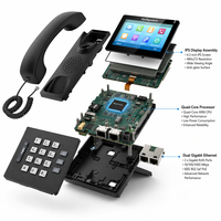 Téléphone IP haut de gamme Flyingvoice FIP15G Plus, écran tactile IPS 4,3 pouces, 10 SIP, 64 DSS, double Gigabit, WiFi, PoE, USB, système d'exploitation Linux, noir, bureau