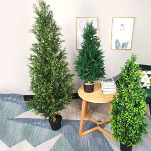 Planta de árbol personalizada de fábrica para decoración interior y exterior, bonsái falso de plástico para jardín de casa, ciprés artificial de cedro verde - Product Image 2