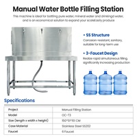 Machine de remplissage manuelle de bouteilles d'eau en plastique à trois robinets pour 3 et 5 gallons