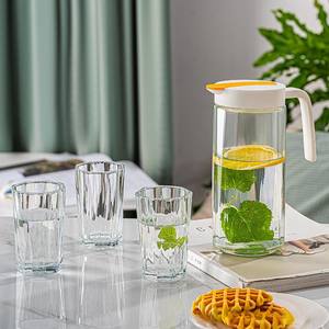 Jarra de <span class=keywords><strong>Agua</strong></span>/Jugo Redonda de Vidrio de 32 oz/1 Litro al por Mayor de Fábrica con 4 Vasos, Diseño Minimalista con Tapa y Asa para Regalos Empresariales - Product Image 5