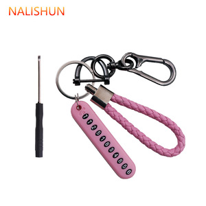 Llavero para Coche con Tarjeta <span class=keywords><strong>de</strong></span> Número <span class=keywords><strong>de</strong></span> Teléfono, Anillo <span class=keywords><strong>de</strong></span> Cuero para Llaves con Placa <span class=keywords><strong>de</strong></span> Número <span class=keywords><strong>de</strong></span> Teléfono, Accesorios para Llaves <span class=keywords><strong>de</strong></span> Vehículo - Product Image 2
