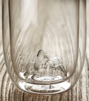 Tasses thermiques isolées Tasse à thé en verre à double paroi ronde en forme de montagne Tasse en verre borosilicaté transparent