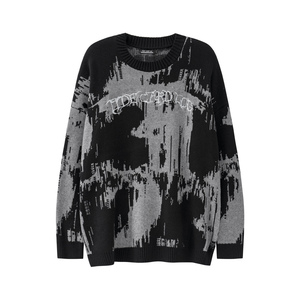 High-Street Dunkel-Thematischer Bestickter Buchstaben-Strickpullover - Paar-Stil, Oversized & Trendy Langarm für Urbanen Chic - Product Image 5