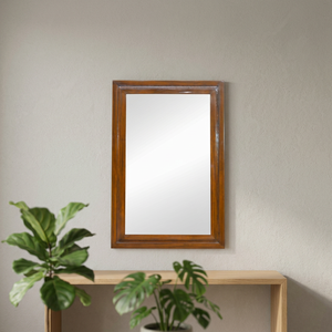 Toby Elegant Modern Solid Mahogany Wood Vanity <b>Mirror</b> Decorative <b>Square</b> Brown Wooden <b>Mirror</b> OEM Custom Furniture Supplier - Product Image 4