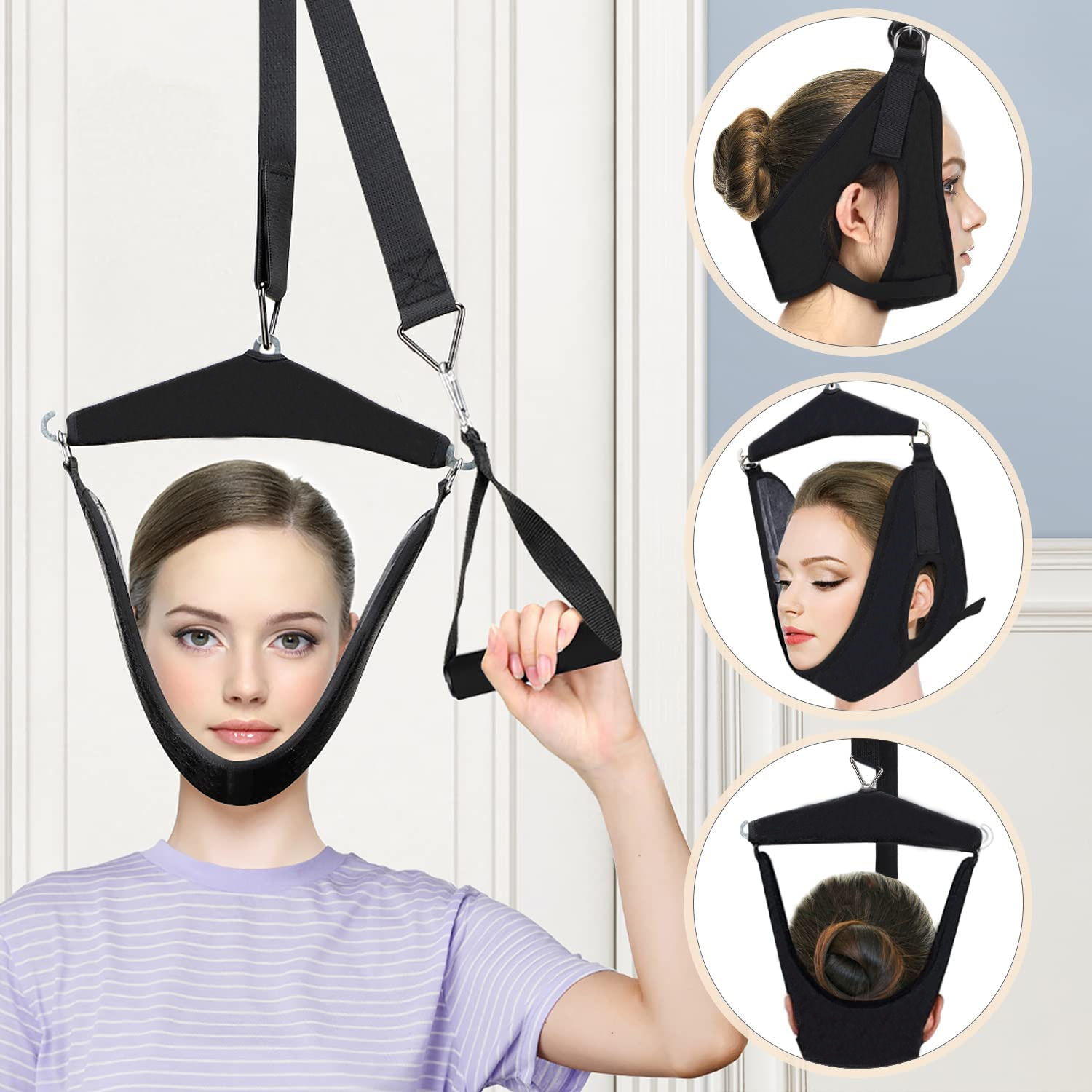 Hamac De Tête Avec Support Amovible - Relaxation Cou Et épaules - Traction Cervicale - Neuf - Noir