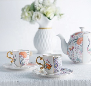 New Porcelain Drinking Ware Chinese and Western Irregular Ceramic Teapot <b>Cup</b> and Saucer Afternoon <b>Tea</b> <b>Sets</b> with Gift Box - Product Image 2