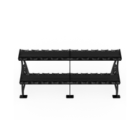 Équipement de stockage pour centre de fitness, musculation, haltérophilie, rack à haltères hexagonales à 2 niveaux pour le rangement des poids