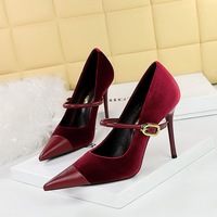 Chaussures à talons hauts pour femme Big Tree, bout pointu, en deux matériaux, escarpins pour dames