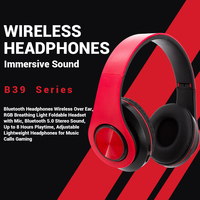 Auriculares Inalámbricos B39 TWS 2026, Auriculares para Juegos con Luz LED, Soporte para Tarjeta SD, Resistentes al Agua para Deportes