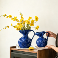 Vase en céramique haut de gamme de style européen à poignée irrégulière, récipient hydroponique pour fleurs, idéal pour la maison et les salles d'hôtel