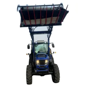 Tracteur agricole flexible couleur bleue 4*4 4wd 100hp avec chargeur frontal Blader/Bulldozer à vendre