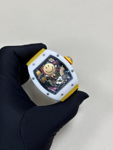 Nouvelle montre mécanique de luxe de qualité supérieure, lumineuse, étanche, mouvement automatique, céramique blanche, or rose, squelette, motif sourire - Product Image 2