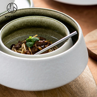 Vaisselle de restaurant de style japonais de haute qualité, vaisselle en porcelaine ronde, bol à riz, à collation, à soupe, à ramen, à salade, en céramique