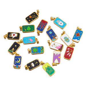 Pendentif carré en acier inoxydable Mingx, haute résistance <span class=keywords><strong>des</strong></span> couleurs, finition or 18 carats par procédé d'huile, accessoire DIY unique et de niche. - Product Image 1
