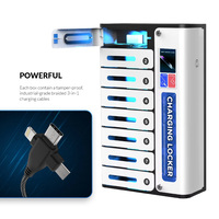 Y2 Power MIA Pre, Casillero de Carga para 8 Teléfonos con Cables de Carga 3 en 1, Estación de Carga Rápida, Opcional con Pantalla para Anuncios y Soporte