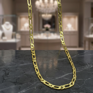Wholesale 14K 18K 24K Micron Gold Plated Figaro Style Chain <b>Necklaces</b>, Brass Chain, <b>Fashion</b> Chain <b>Necklaces</b>, Modern Chain Design - Product Image 4