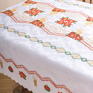 <span class=keywords><strong>Nappe</strong></span> rectangulaire en polyester imprimée motif nuage géométrique, fleur et lettre, avec pompons - Product Image 2