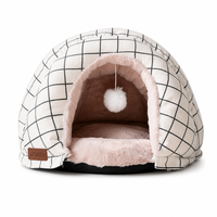 Lit pour chat et lapin en toile et fourrure écologiques, isolé pour l'hiver, design en forme de coquille de capsule spatiale, amovible et lavable, toutes saisons