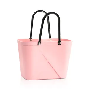 廉价现代装饰家居粉色塑料储物野餐篮