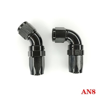 Raccords de tuyau à écoulement complet à coude à 45 et 90 degrés AN6 AN8 AN10 en fonte d'aluminium noir pour conduites de frein de voiture de course