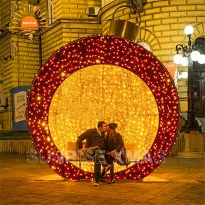 3m Giant Outdoor Commercial LED Lighted Walk Through LED Ball Bauble Christmas Ornament For Exterior