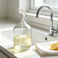 Bouteille en verre réutilisable de 4 litres avec poignée et pompe, distributeur de savon en verre pour la cuisine et la salle de bain
