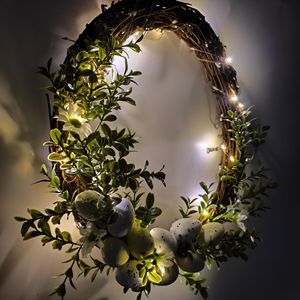 DAMAI Easter Wreath with Artificial Eggs & Flowers <b>Spring</b> Easter Themed <b>Door</b> Hanging Decor for Home Holiday Party Decorations - Product Image 3