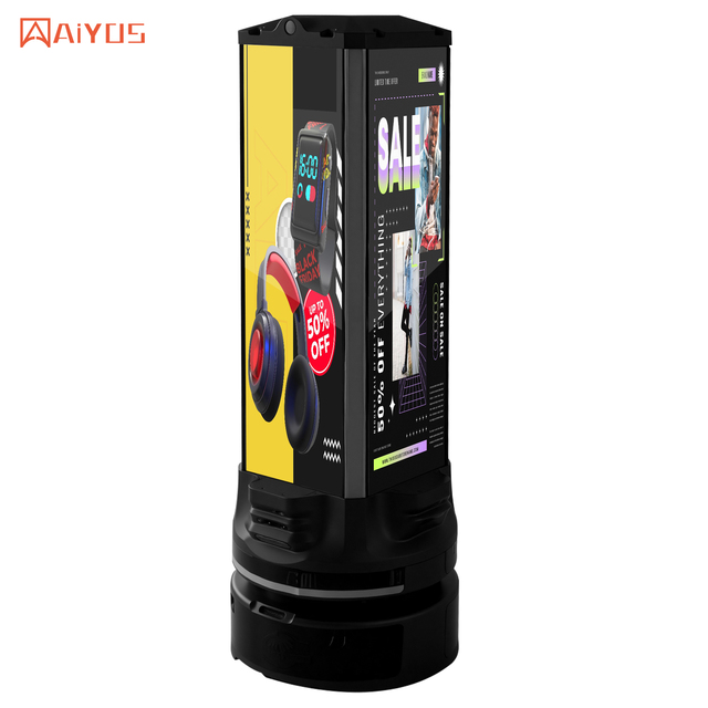 Mobile 4-Screen Advertising Display Restaurant Shopping Mall Hotel Intelligent Advertising Service Robot